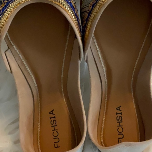 Fuchsia Women's Blue and Gold Loafers - Picture 4 of 10